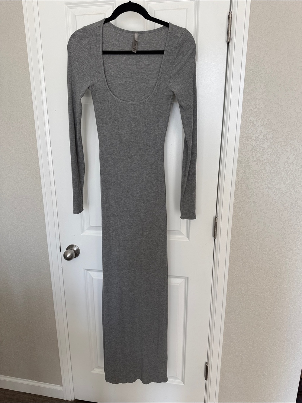 SKIMS Soft Lounge Ribbed Long Sleeve Maxi Dress Gray, Small,  Modal Stretch